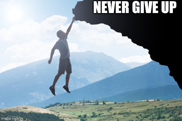 Keep hanging on | Never give up | image tagged in hanging on,funny memes | made w/ Imgflip meme maker
