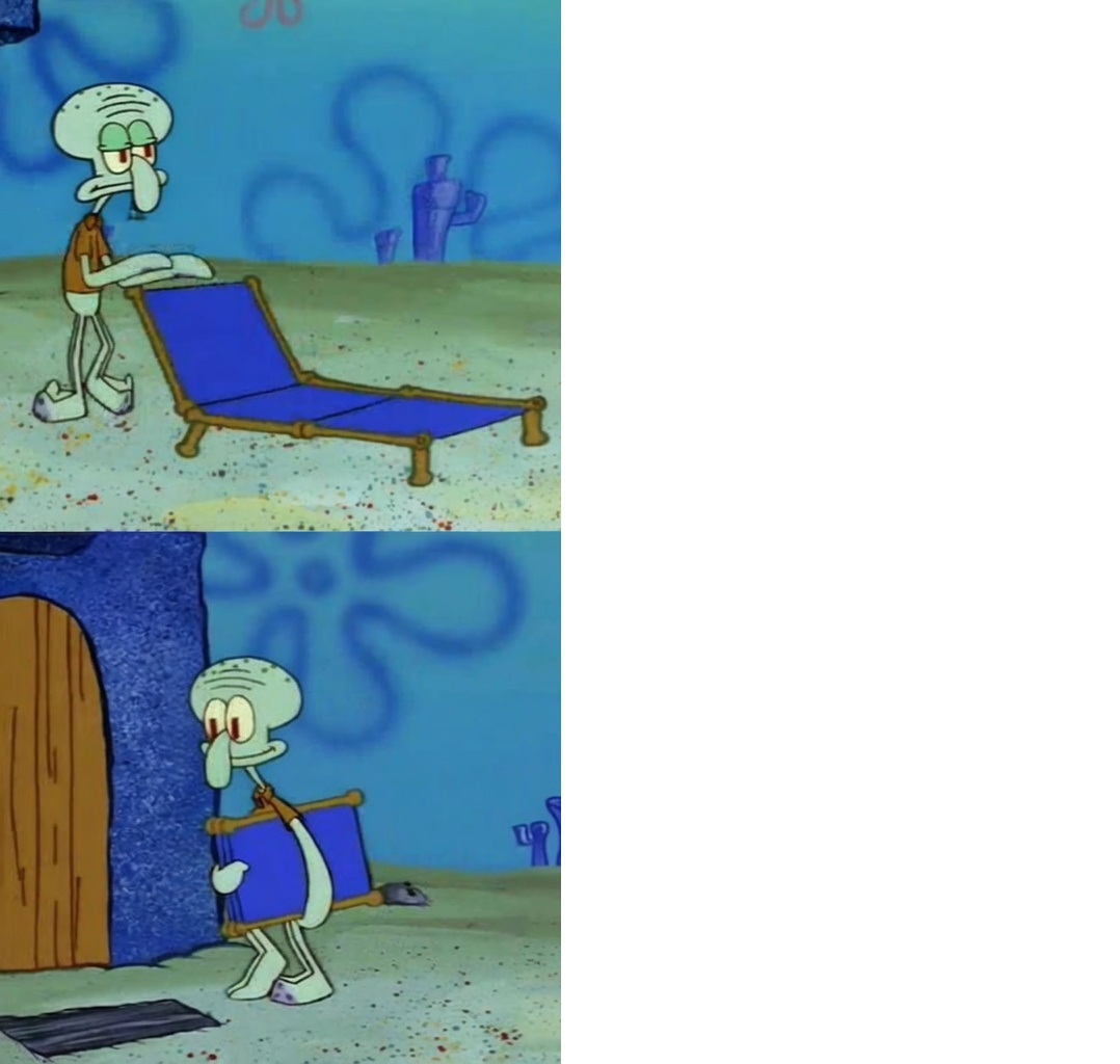 Squidward Lounge Chair inverted faces Blank Meme Template