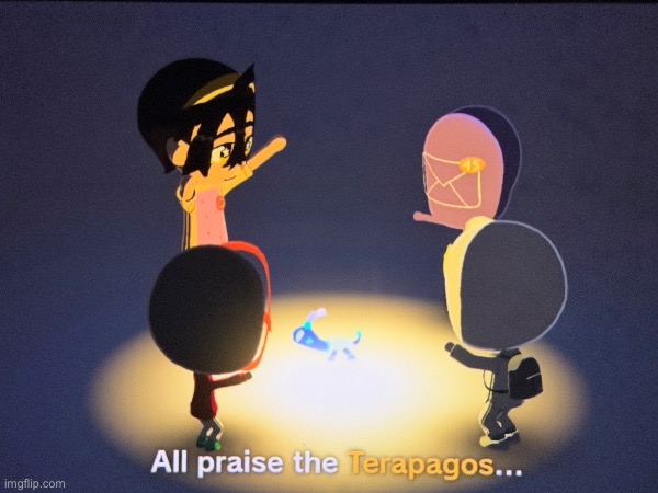All praise the terribly drawn Terapagos | image tagged in tomodachi life,pokemon,idk anymore | made w/ Imgflip meme maker