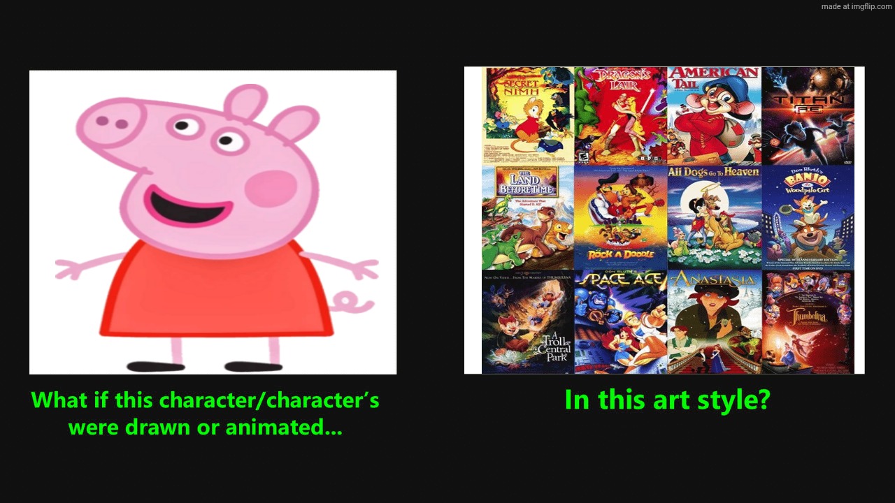 What if Peppa pig drawn in don bluth style | image tagged in what if a character drawn in don bluth style,peppa pig,don bluth,disney,deviantart | made w/ Imgflip meme maker