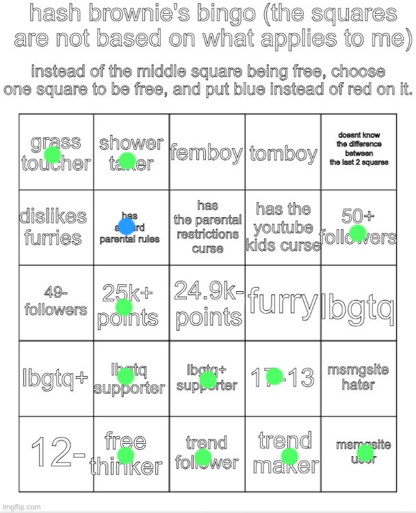 hash brownie's bingo | image tagged in hash brownie's bingo,msmg | made w/ Imgflip meme maker
