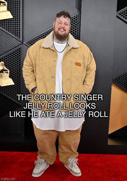 The country singer jelly roll looks like he ate a jelly roll | image tagged in country | made w/ Imgflip meme maker