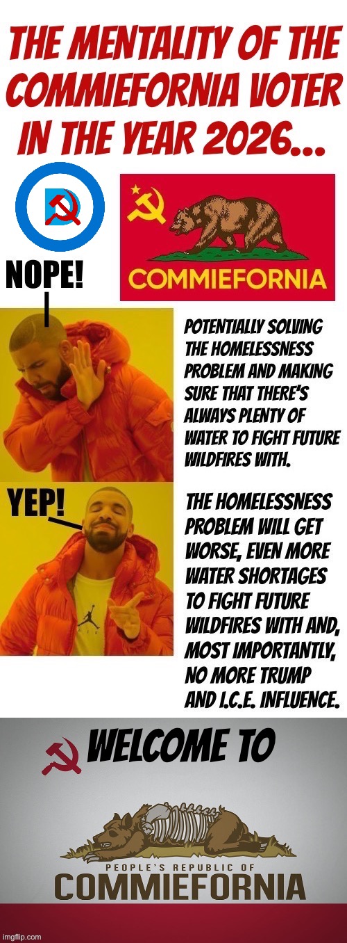 They’d rather have California and L.A. go further down the drain than have a chance at saving them | Welcome to | image tagged in political meme,commiefornia,mentality,2026,elections,vote for decline | made w/ Imgflip meme maker