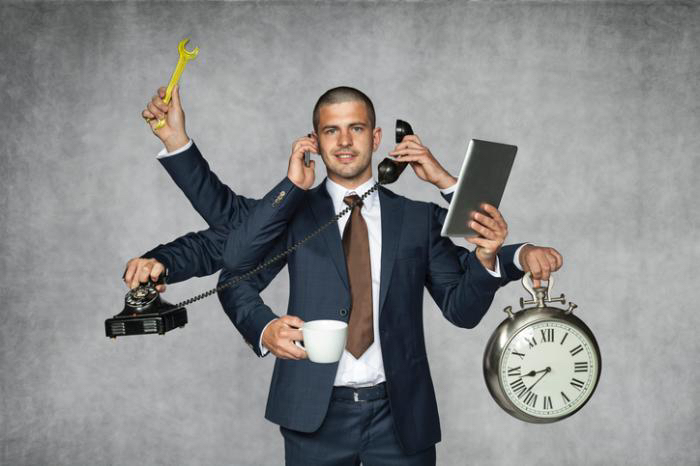 Multitasking business man Blank Meme Template
