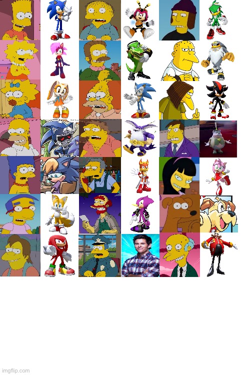 Sonic/The Simpsons Recast | image tagged in sonic the hedgehog,sega,the simpsons,20th century fox,disney,recast | made w/ Imgflip meme maker