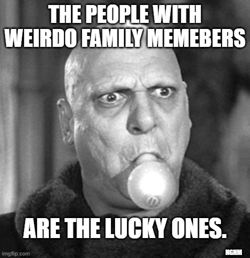 Original Ungle Fester | The people with weirdo family memebers; are the lucky ones. ngnm | image tagged in original ungle fester,weird,weird face,family,addams family | made w/ Imgflip meme maker
