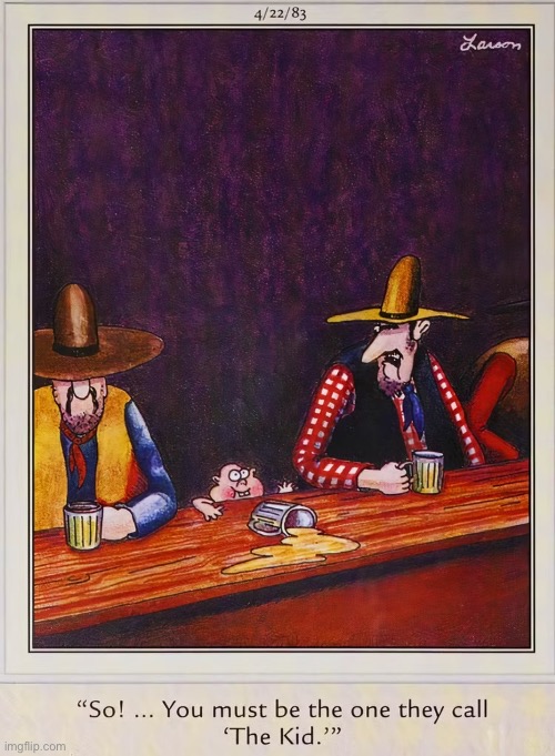 You might be right about that | image tagged in the far side,comics,saloon,old west,spilled beer,the kid | made w/ Imgflip meme maker