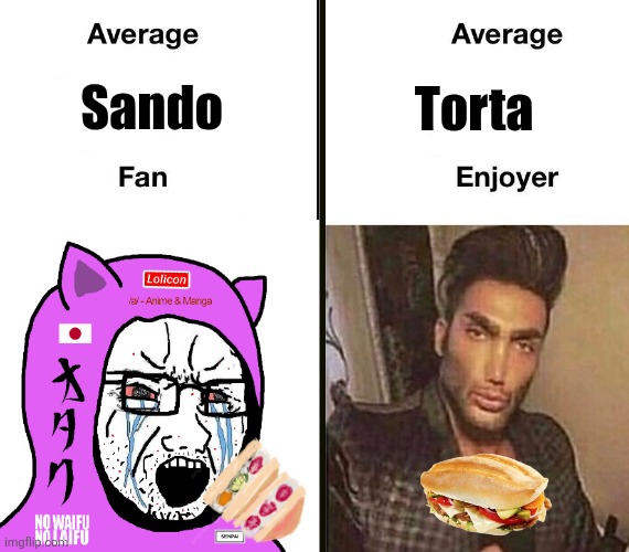 Sandwich | Torta; Sando | image tagged in average fan vs average enjoyer,memes,food memes,relatable memes,lol,humor | made w/ Imgflip meme maker