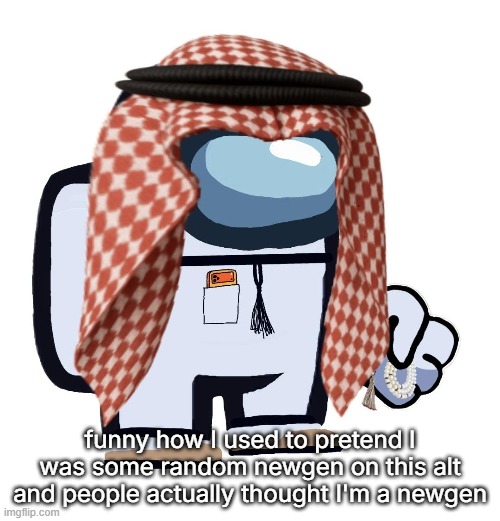 ArabMogus (thanks eshaheer) | funny how I used to pretend I was some random newgen on this alt and people actually thought I'm a newgen | image tagged in arabmogus thanks eshaheer | made w/ Imgflip meme maker