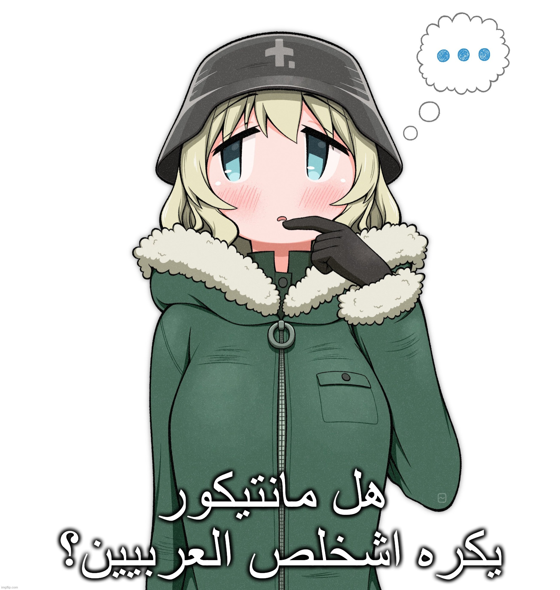 thinking yuuri | هل مانتيكور  يكره اشخلص العربيين؟ | image tagged in thinking yuuri | made w/ Imgflip meme maker
