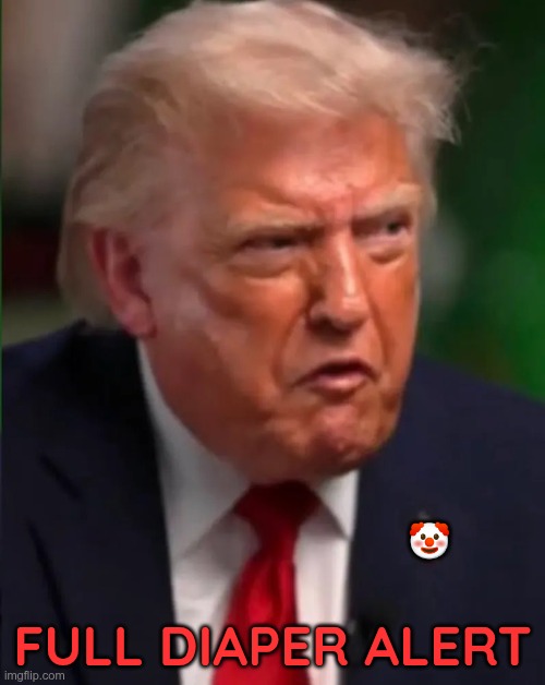 Full Diaper | Full diaper alert; 🤡 | image tagged in trump,gop,maga,nazis,fascists,dirty diaper | made w/ Imgflip meme maker