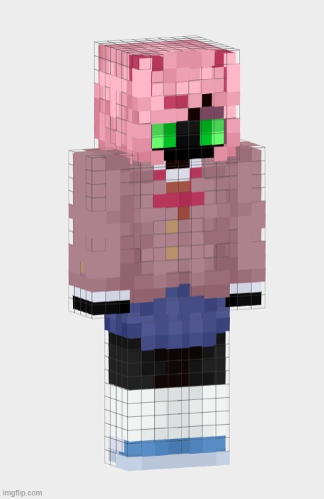 minecraft skin I made cuz I was bored (it was supposed to be an enderman with green eyes but natsuki) | made w/ Imgflip meme maker