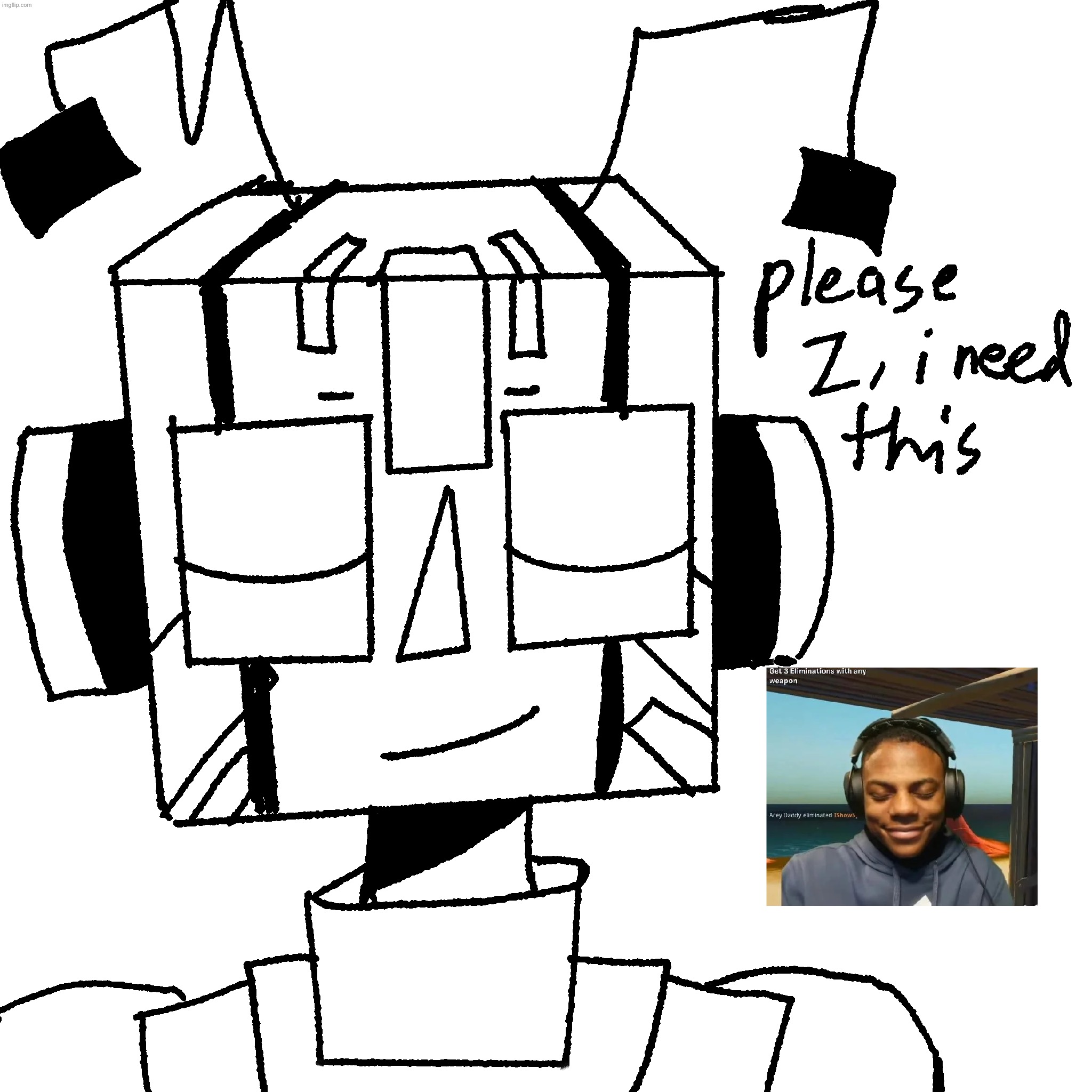 tried recreating that ishowspeed meme (please Z, i need this) | image tagged in zerobot,ishowspeed | made w/ Imgflip meme maker