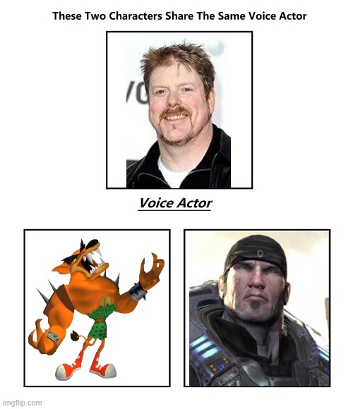 John DiMaggio | image tagged in same voice actor,john dimaggio,gears of war,crash bandicoot,xbox,activision | made w/ Imgflip meme maker
