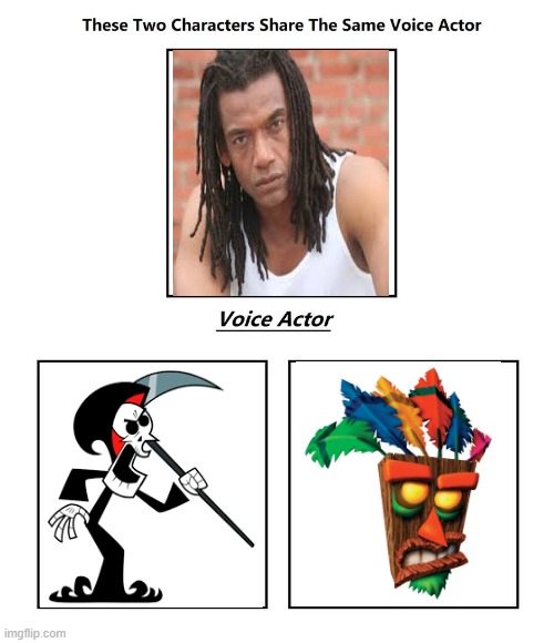 Greg Eagles | image tagged in same voice actor,greg eagles,the grim adventures of billy and mandy,crash bandicoot,cartoon network,activision | made w/ Imgflip meme maker