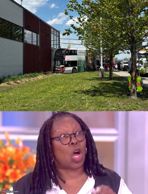 Bus crash, whoops | image tagged in deranged whoopi,bus,crash,memes,whoops,you had one job | made w/ Imgflip meme maker