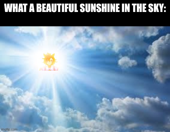 bro is brighter than the mf sun | what a beautiful sunshine in the sky: | image tagged in sunshine sky,tm opera o | made w/ Imgflip meme maker
