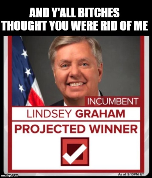 Lindsey Wins | And y'all bitches thought you were rid of me | image tagged in politics | made w/ Imgflip meme maker