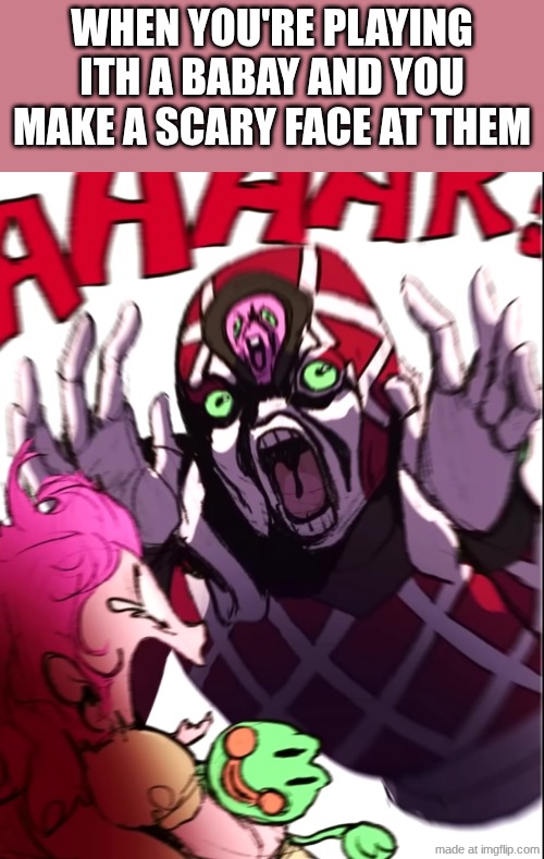 king crimson plays peekaboo | when you're playing ith a babay and you make a scary face at them | image tagged in screenshot 2026-05-04 8 56 31 pm png | made w/ Imgflip meme maker