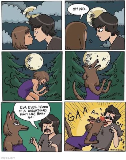 First date… last date? | image tagged in comics,first date,full moon,werewolf,hairy girls,last date | made w/ Imgflip meme maker