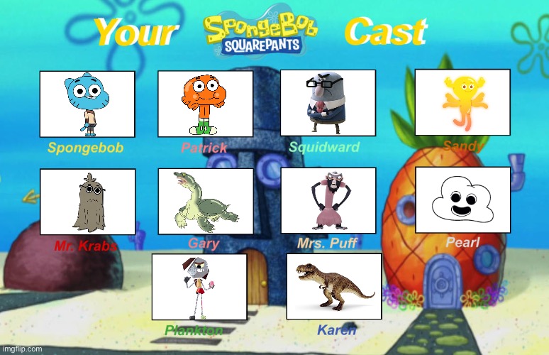 GumBob WatterPants | image tagged in your spongebob squarepants cast meme | made w/ Imgflip meme maker