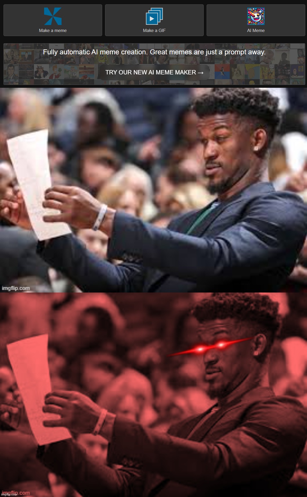 Me looking at this new AI generator Imgflip has | made w/ Imgflip meme maker