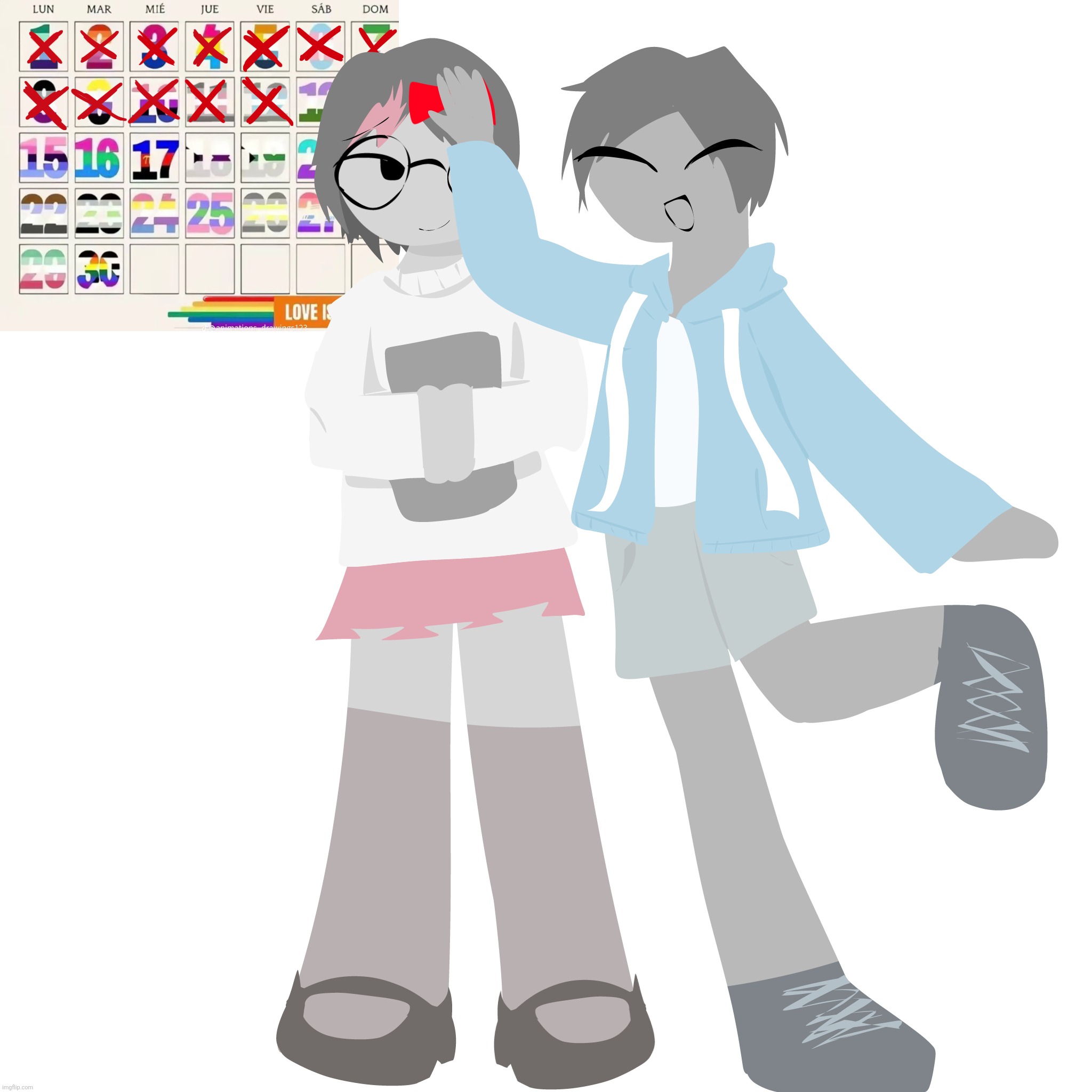 day 11 and 12 of pride doodles; oh hey i did two people again | image tagged in demigirl,demiboy,pride,pride month | made w/ Imgflip meme maker