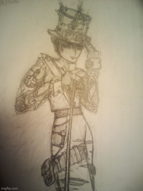 Decided to go steampunk for some reason. Camera quality's pretty bad tho. | image tagged in img_20260611_011730_862 jpg | made w/ Imgflip meme maker