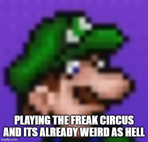 loogi | playing the freak circus and its already weird as hell | image tagged in loogi | made w/ Imgflip meme maker
