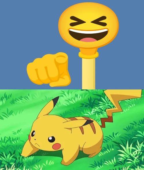 Pikachu is annoyed by Emoji Wand laughing at him. | image tagged in emojini,the great emojini,emoji,pokemon,pikachu,laughing | made w/ Imgflip meme maker