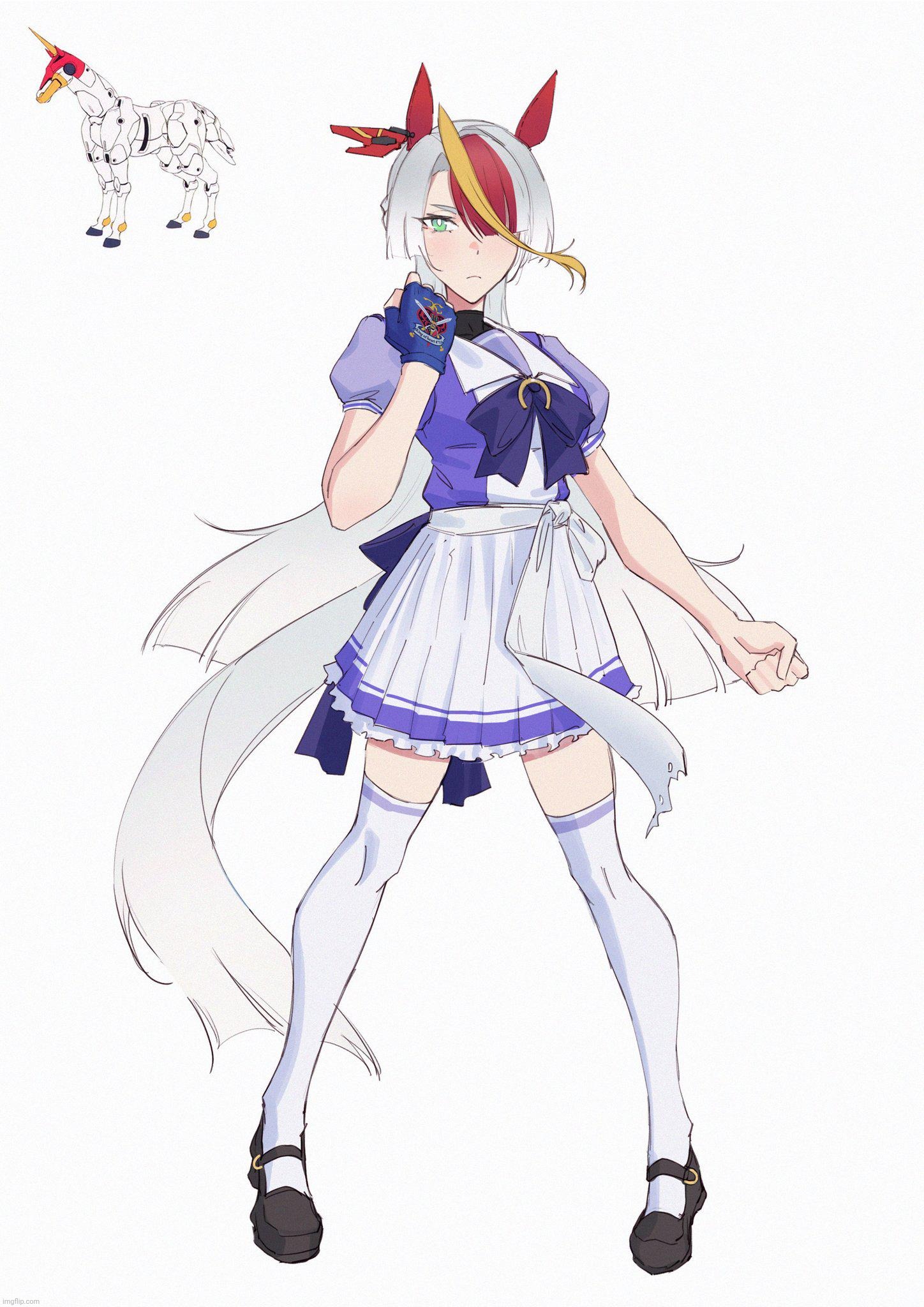 They turned the horse from G Gundam into an uma. There's no escape from the horse girls. (art not mine, idk who made it) | made w/ Imgflip meme maker