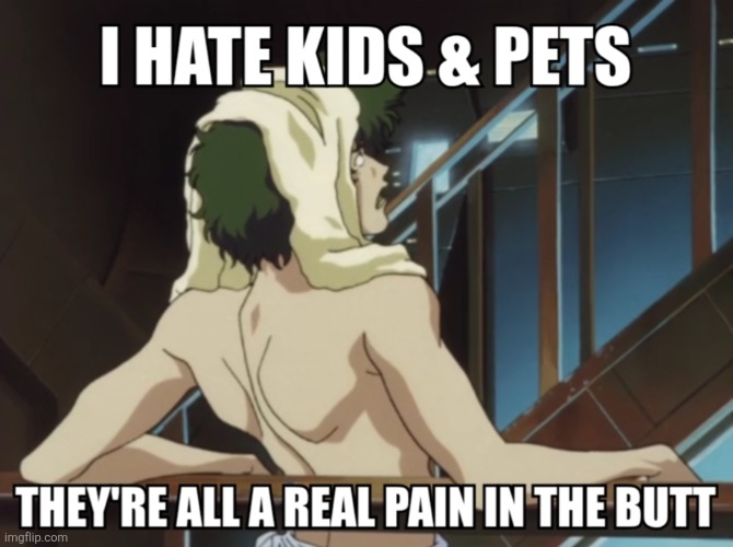 image tagged in memes,anime,cowboy bebop,kids,pets | made w/ Imgflip meme maker