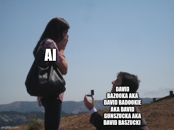 Bro wants to marry AI at this point ? | AI; David Bazooka aka David Badookie aka David Gunszucka aka David Baszucki | image tagged in roblox | made w/ Imgflip meme maker