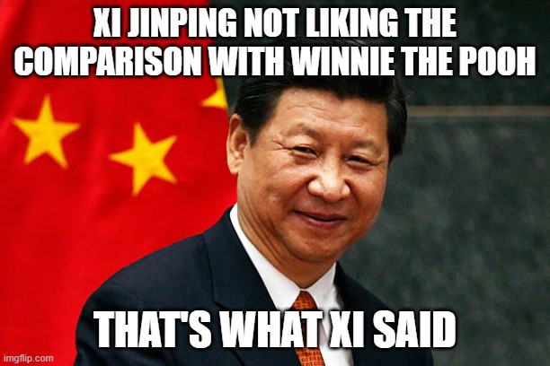that's what xi said | xi jinping not liking the comparison with winnie the pooh; that's what xi said | image tagged in xi jinping,winnie the pooh | made w/ Imgflip meme maker