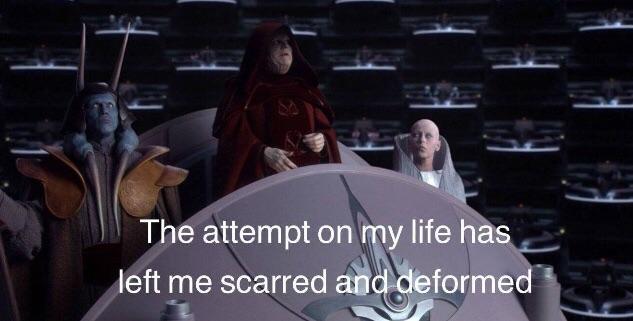 Palpatine Scarred and Deformed Blank Meme Template