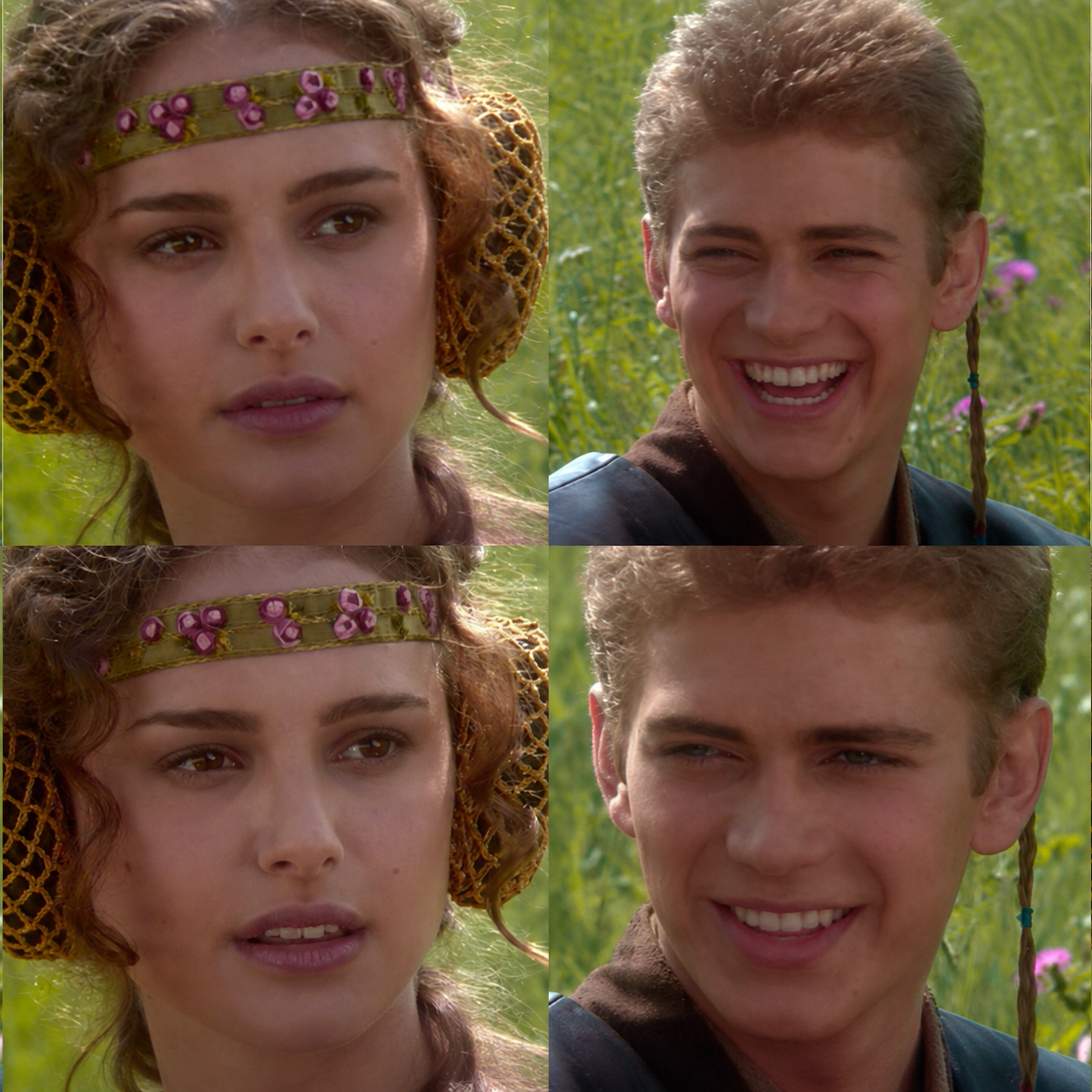 Padme Anakin 4 panel (swapped gender roles) Blank Meme Template