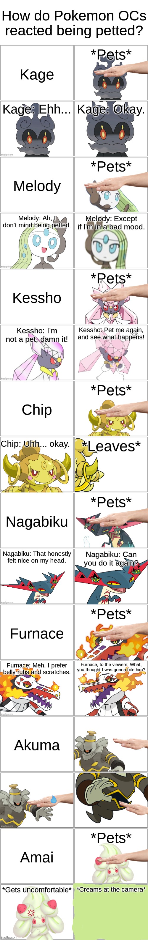 Pokemon Petting.mp3 | How do Pokemon OCs reacted being petted? | image tagged in comic | made w/ Imgflip meme maker