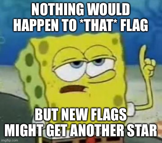 Nothing would happen to *that* flag But new flags might get another star | image tagged in memes,i'll have you know spongebob | made w/ Imgflip meme maker