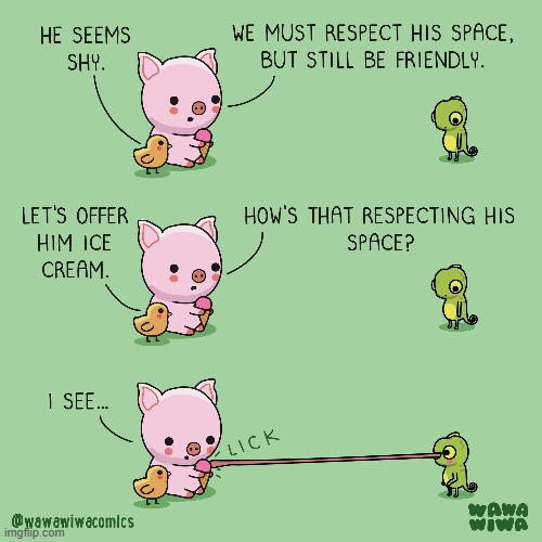 image tagged in pig,chick,chameleon,respect,space,ice cream | made w/ Imgflip meme maker