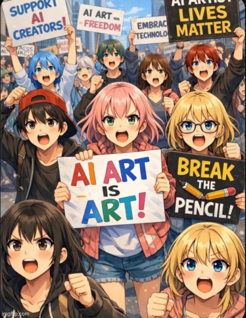 "There's a *Very High Chance* Your Waifu Supports Ai Art" | image tagged in ai art is art,anime,art,ai art,waifu | made w/ Imgflip meme maker