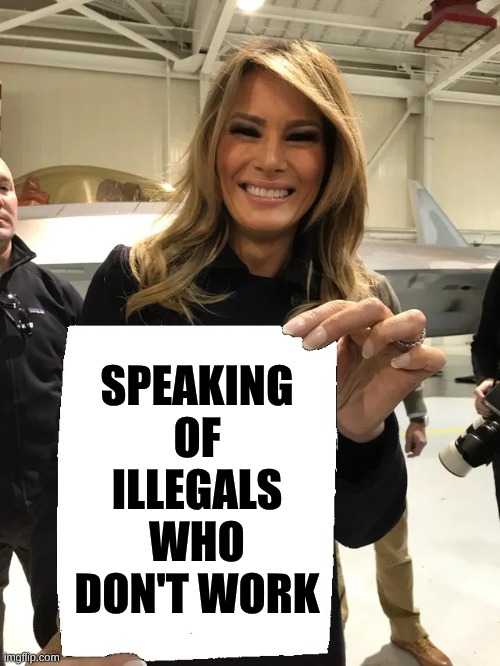 Melania Trump blank sheet | Speaking of illegals who don't work | image tagged in melania trump blank sheet | made w/ Imgflip meme maker
