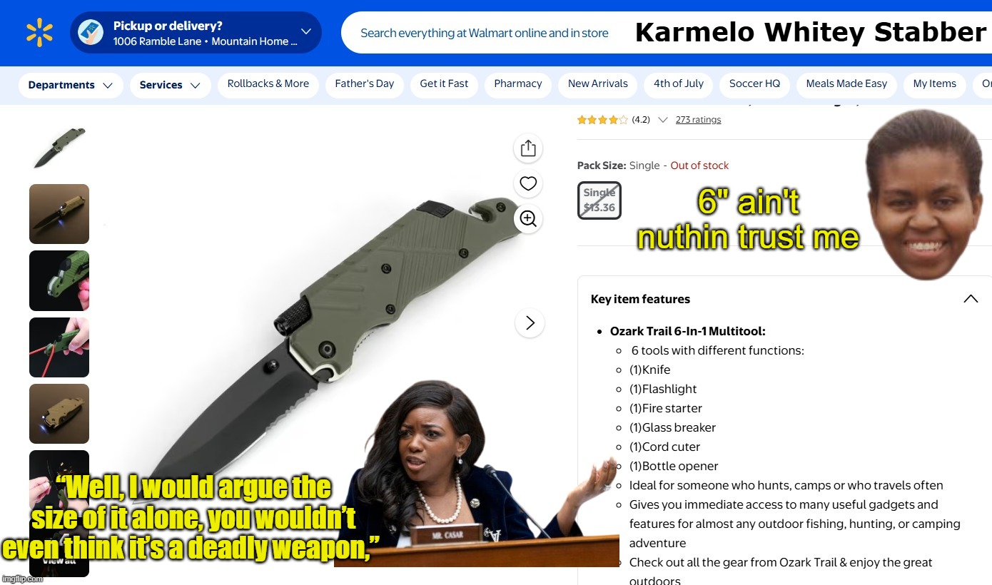 Austin found it deadly enough | Karmelo Whitey Stabber; 6" ain't nuthin trust me; “Well, I would argue the size of it alone, you wouldn’t even think it’s a deadly weapon,” | image tagged in crockett actual quote karmelo knife meme | made w/ Imgflip meme maker