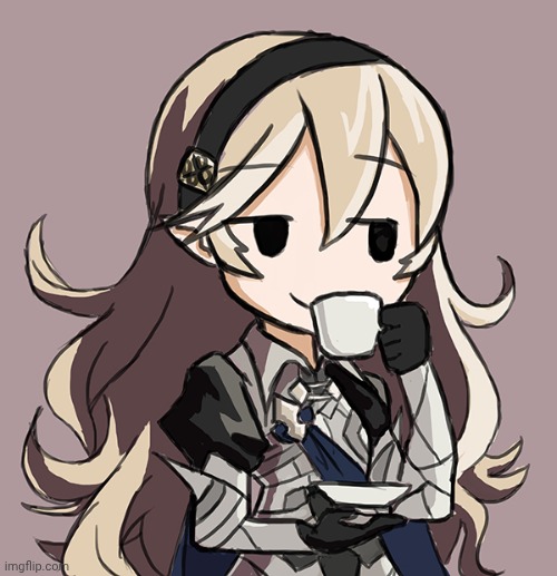 image tagged in corrin being smug while drinking tea | made w/ Imgflip meme maker