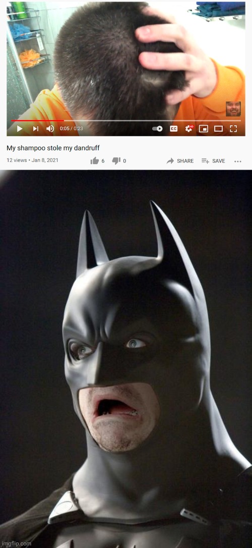 Shampoo | image tagged in batman gasp,by the power of shampoo,dandruff,memes | made w/ Imgflip meme maker