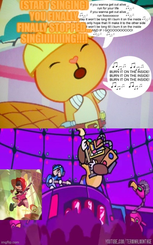 ROCK AND ROLL | image tagged in handy singing annoys who blank by porygon2 htf | made w/ Imgflip meme maker