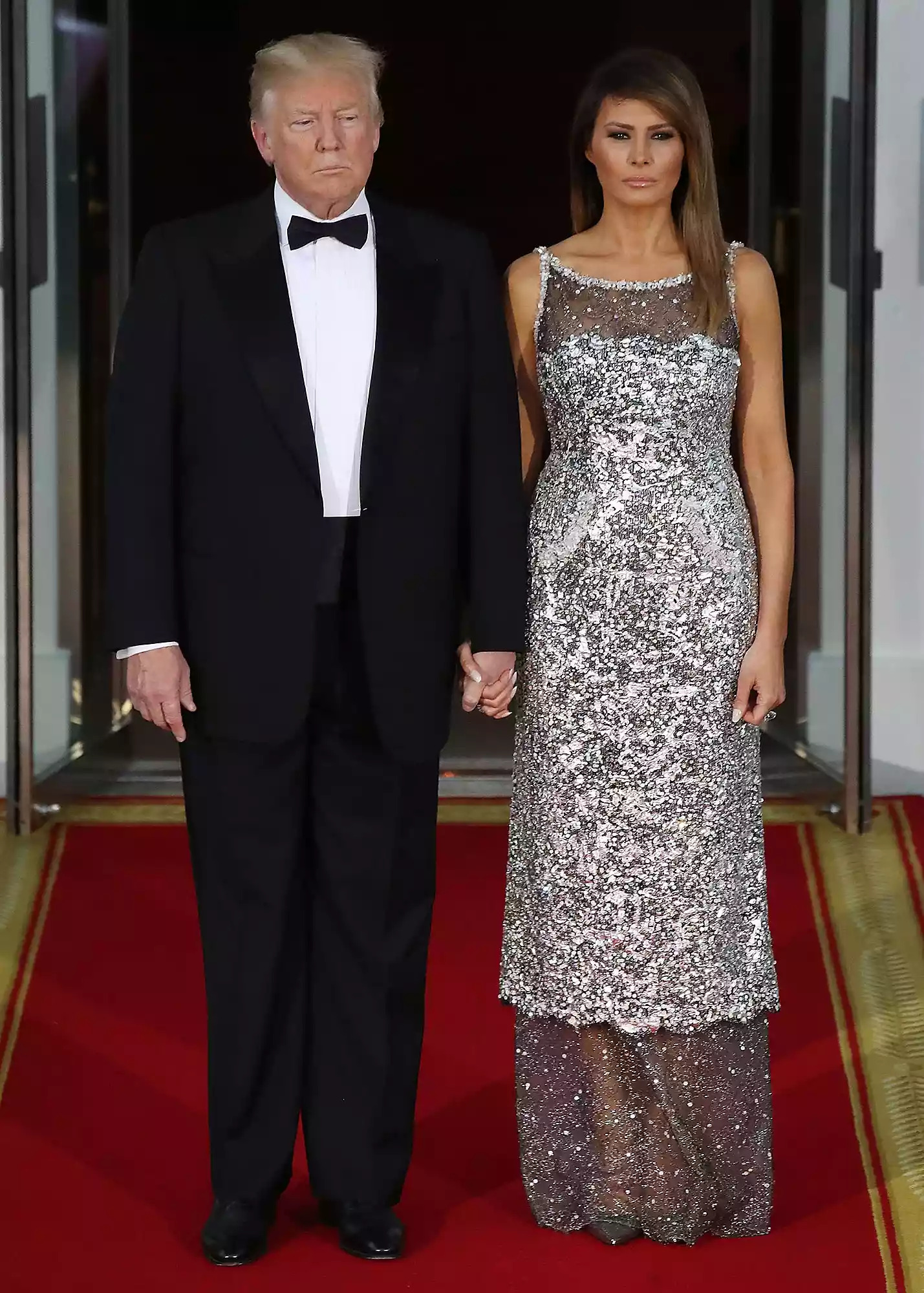 Donald Melania Trump holding hands State Dinner Blank Meme Template