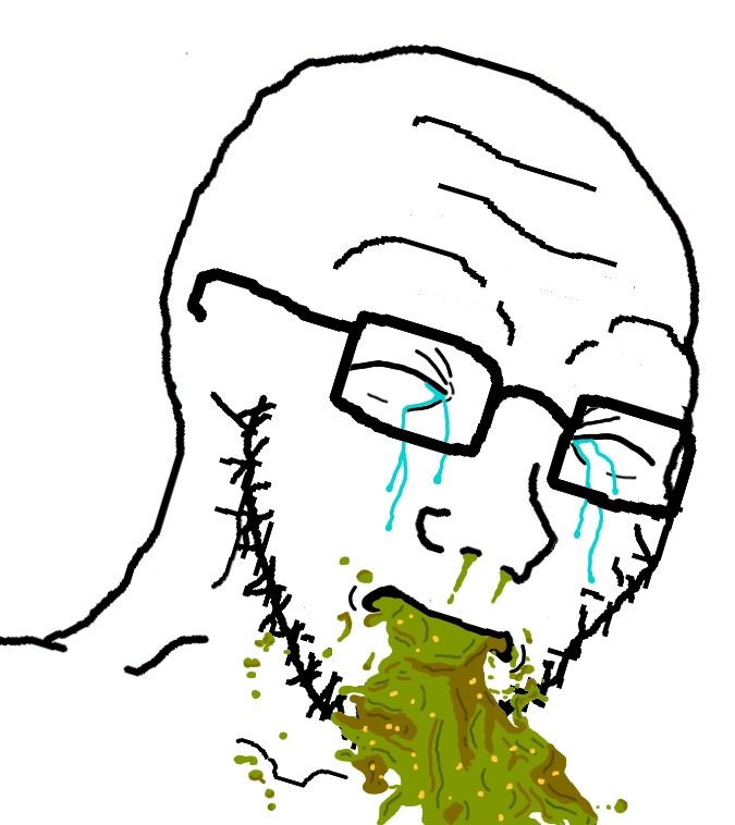 Soyjak vomiting and crying Blank Meme Template