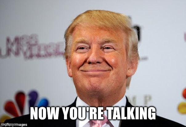 Donald trump approves | Now you're talking | image tagged in donald trump approves | made w/ Imgflip meme maker