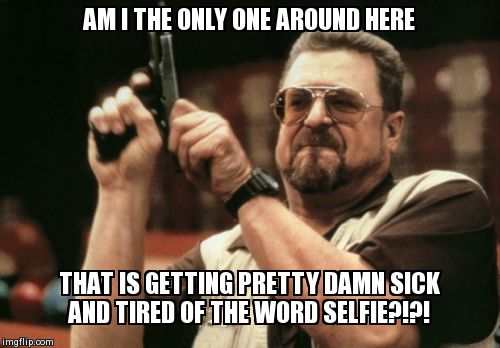 Am I The Only One Around Here | AM I THE ONLY ONE AROUND HERE THAT IS GETTING PRETTY DAMN SICK AND TIRED OF THE WORD SELFIE?!?! | image tagged in memes,am i the only one around here | made w/ Imgflip meme maker