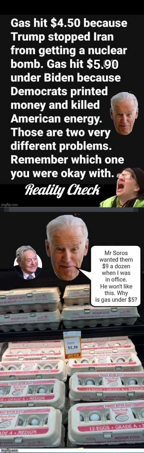 image tagged in gas prices reality check,bidenomics eggs | made w/ Imgflip meme maker
